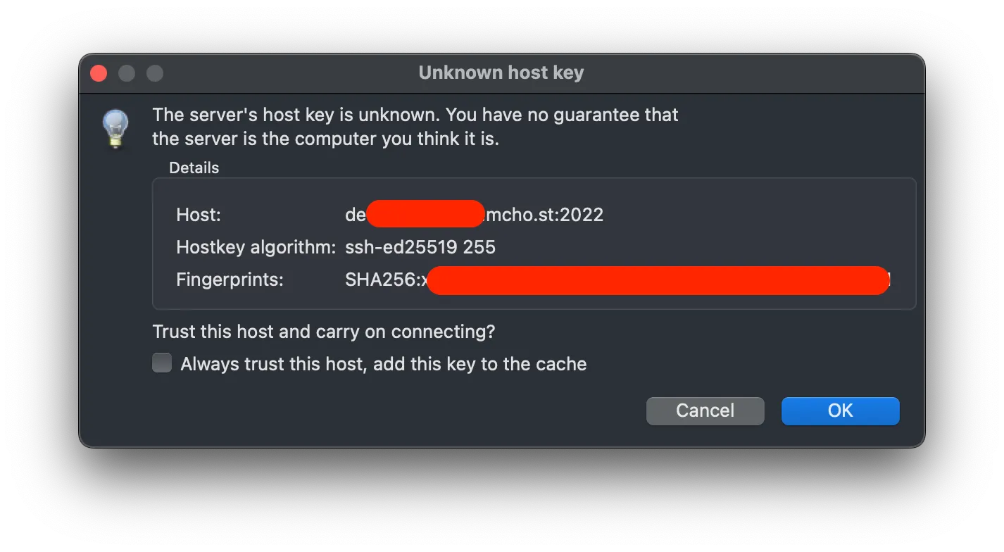 FileZilla trust host prompt
