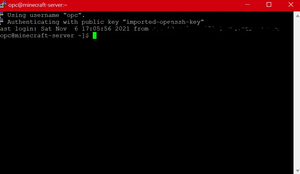 First SSH connection confirmation