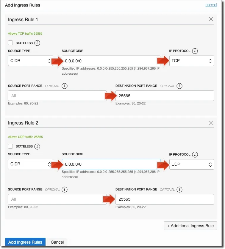 Ingress rule configuration